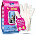 Glove & Go Grooming Wipes for Dogs & Cats - Paraben Free, Alcohol Free, Lick-Safe, Hypoallergenic, Oatmeal Scented Dog Wipes for Paws and Butt, Puppy Wipes (20 Count)