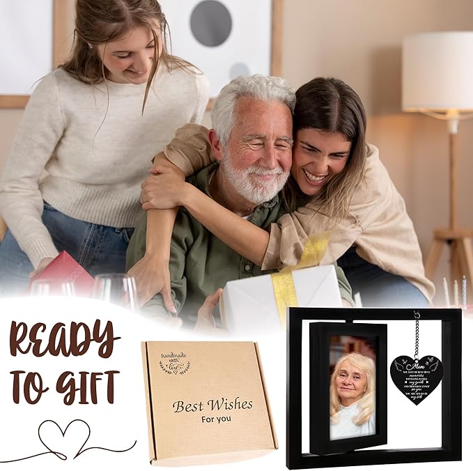 Remembrance Memorial Picture Frame 4x6 Photo Rotating Sympathy Remembrance Memory Gifts Idea Condolence for Loss of Mom Mother Mommy Mama Desktop Display Black HR1-MOM-BLA