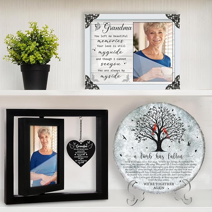 Lost Grandma Memorial Picture Frame - Sympathy Gifts, Personalized 4x6 Photo Wooden Frame Bereavement Remembrance Condolences In Loving Memory, Passed Away Gifts Home Decor HR1-GM-BLA