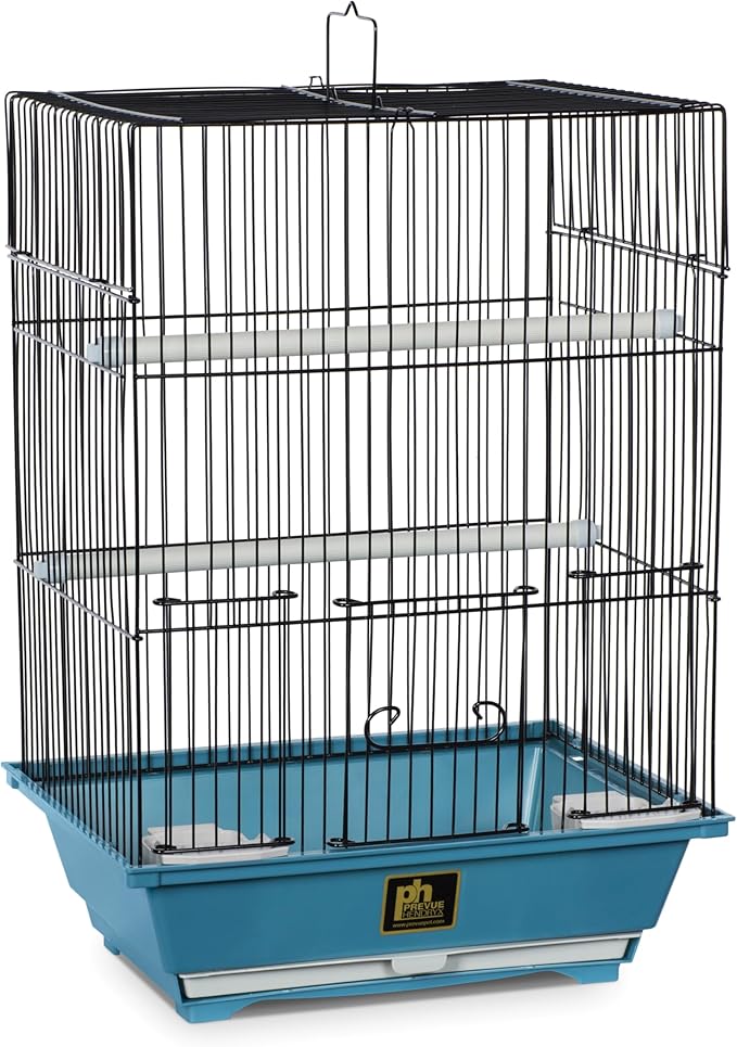 Prevue Pet Products Small Bird Cage - Ideal for Finches, Canaries, Songbirds, Small Parakeets, Lightweight Indoor Enclosure, Versatile Travel Cage for Small Birds - Blue and Black