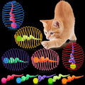 Jecery 5 Pcs Cat Spring Toys Stretchable Rolling Balls Colorful Playful Coils Interactive Action Toy Caged Rats for Kitten Pet Supplies (Caterpillar Bouncy Ball,Multicolor)