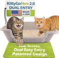 KittyGoHere 2.0 Easy-Entry Cat Litter Box – Large Open-Top Low Entrance Litter Pan with Higher Sides & Two Entrances – Ideal for Senior & Arthritic Cats – Made in USA (Grey)