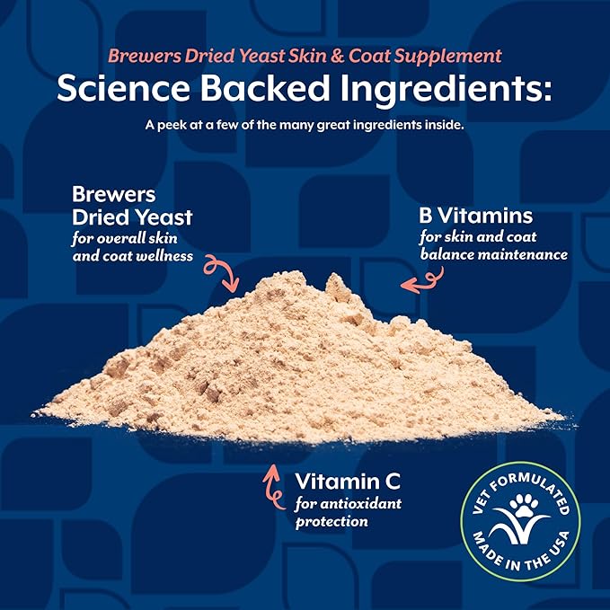 NaturVet Brewers Dried Yeast Formula with Garlic Flavoring Plus Vitamins for Dogs and Cats, Powder, Made in The USA with Globally Source Ingredients 1 Pound