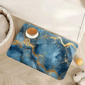 Marble Pet Feeding Mat,Blue Gold Marble Absorbent Quick-Dry Cat Dog Food and Water Bowl Mats,Non-Slip Rubber Backing Mat,Cat Dog Accessories Supplies 16"x24"