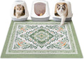 Unicorn Catcher Cat Litter Mat 40" x 30" Non-Slip Litter Box Mat Washable Litter Catcher Mat for Litter Box Indoor Food Mat Supplies Essentials, DarkSeaGreen
