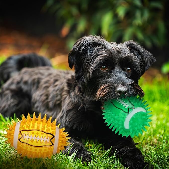 6 Pcs 4.5'' Spiky Squeaker Colorful Football Dog Toys for Medium Large Dogs Toys Heavy Duty Rubber Chew Toy for Aggressive Chewers Spiky Ball Fetch Toy for Training Clean Teeth Outdoor