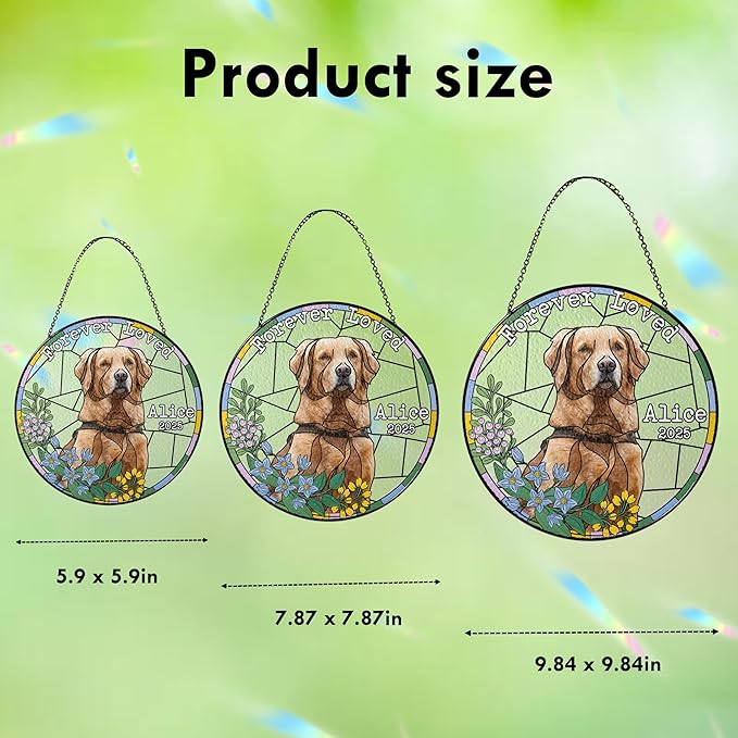 Custom Dog Portrait Art Suncatcher Stained Glass Remembrance Gift Cat Indoor Decor Window Hanging Dog Cat Bereavement Keepsake Loss of Pet