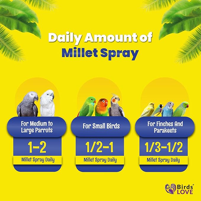 2lbs Economy & Special Spray Millet for Birds – GMO-Free, No Stems (Only Edible Tops) – 100% Natural Sun-Dried Foraging Treat for Cockatiels, Lovebirds, Parakeets, Finches & Canaries