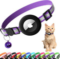 Cat Collar with Air Tag Holder, Reflective Kitten Collar with Bell, Breakaway Airtag Cat Collar for Boys Girls Cats, GPS Tracker for Cats 0.4’’ Width Adjustable Safe Kitty Collar, Light Purple