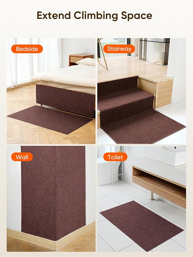 Cat Scratch Mat Furniture Protector, Eco-Friendly DIY Trimmable Self-Adhesive Cat Scratching Pad, Couch Wall Sofa Guard, Reusable Claw Scratching Protector 78.7"x15.8" (Brown)