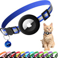 Cat Collar with Air Tag Holder, Reflective Kitten Collar with Bell, Breakaway Airtag Cat Collar for Boys Girls Cats, GPS Tracker for Cats 0.4’’ Width Adjustable Safe Kitty Collar, Blue