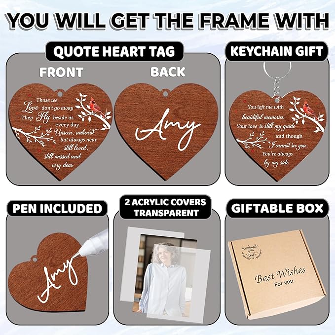 Rotating 4x6 Picture Frame Father's Day Wooden Gift Sympathy Loss of Dad Mom Grandpa Husband Step God Dad Friends Those We Love Memorial Keepsake Table Grief Funeral Decor In Memory Gift HR3-W