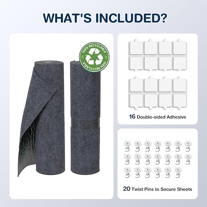 2 Pack Cat Scratcher Mat Roll for Furniture & Couch Protection | Total 157.5" x 15.8" Trimmable Self-Adhesive Carpet Cat Scratch Pad Replacement (Dark Grey)