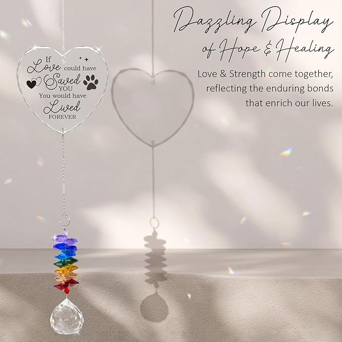 Glass Ornament Suncatcher - Memorial Sympathy Gift - Crystal Rainbow Maker for Pets Lovers - Memorial Ornament - Bereavement Keepsake - Mother's Day for Pet Cat Dog Mom Dad