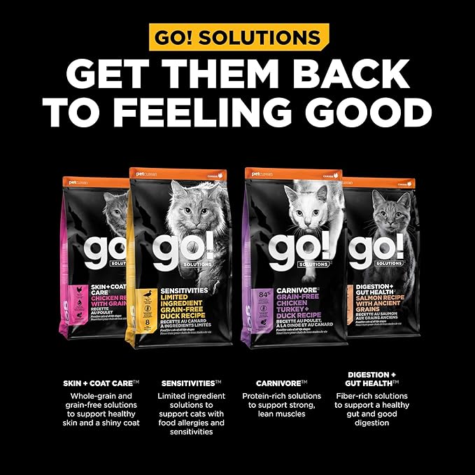 Go! Solutions Weight Management + Joint Care Salmon Grain-Free Dry Cat Food, Premium Kibble for Healthy Dieting in Adults & Seniors, with Natural Sources of Chondroitin for Good Mobility,3 lb Bag