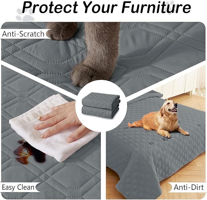 hyha Waterproof Dog Bed Blanket, Soft Pet Blankets, Waterproof Couch Cover for Dogs, Reversible Sofa Covers Washable for Furniture (40x50 Inch, Dark Grey/Dark Grey)