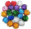 40 Pcs 2 Inch Assorted Color Flash Ball Cat's Favorite Toy Ball Tinsel Pom Poms Flash for Kittens Exercise and Multiple Cats Play and Chase