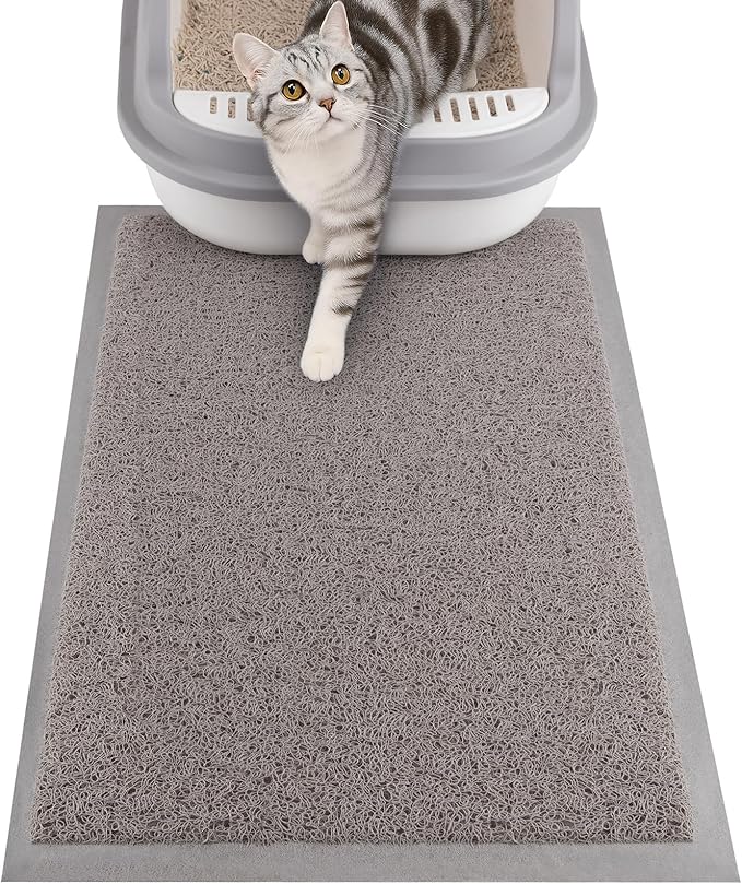 ondware Cat Litter Mat, 20x15 in Litters Box Mat Waterproof Non-Slip Easy to Clean Washable Trapping Mat for Kitty(Gray)