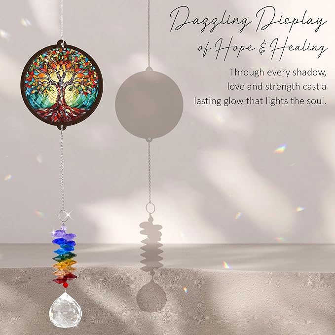 Memorial Suncatcher - Tree of Life Ornament - Sympathy Gift for Loss of Loved One - Condolence Bereavement Gifts - Remembrance Funeral Keepsake - Mother's Day for Mom Dad