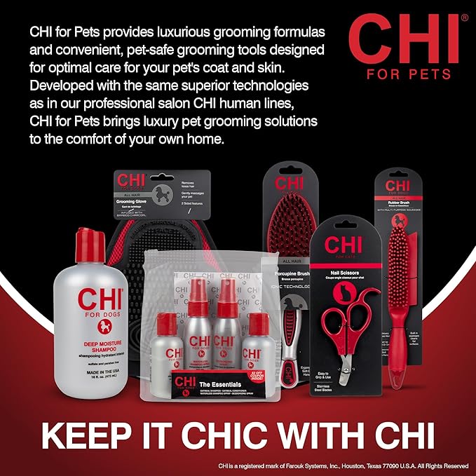 CHI for Dogs Oatmeal Dog Conditioner, pH Balanced Moisturizer for Dry Skin, Sulfate and Paraben Free, Ionic Technology Detangling for Smooth Coat, Dogs and Puppies 8 Weeks+, Made in the USA, 6 Fl Oz