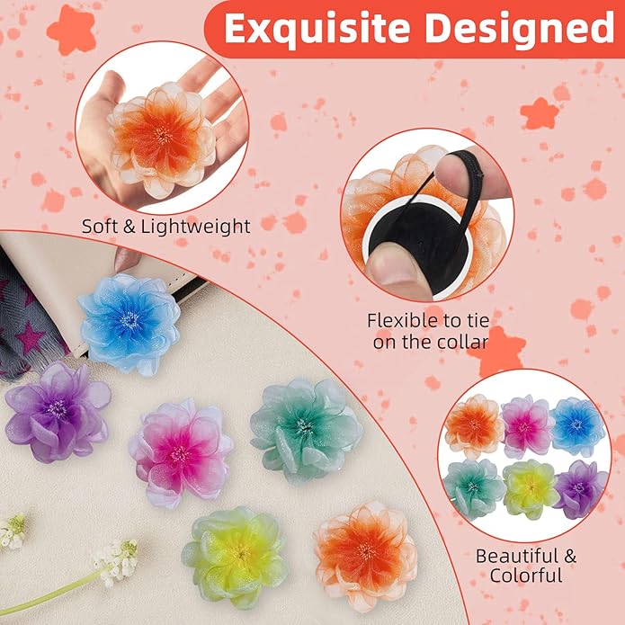 6Pcs Dog Collar Accessories, Floral Charms Decorations for Dogs and Cats