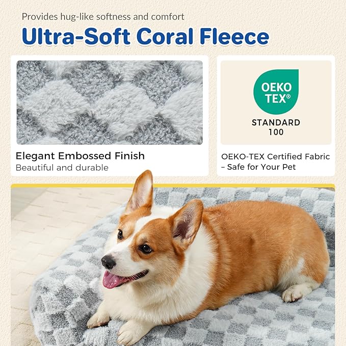 Cat Bed Cat Couch for Puppy and Kitten, Fluffy Pet Sofas Medium Dog Sofa Bed, Supportive Cats Sofa for Indoor Cats, Washable Cover & Non-Slip, 32 inch, Grey