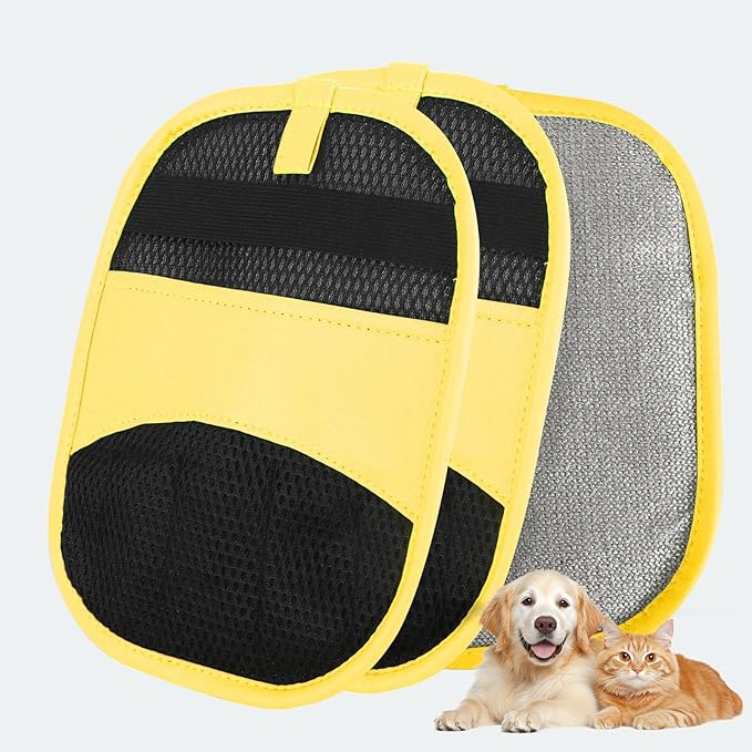 2Pcs Magic Brush Pet Hair Remover, Five-Finger Electrostatic Cat & Dog Hair Removal Gloves for Furniture, Couch, Carpet, Bedding, Reusable Cleaning and Grooming Mitts