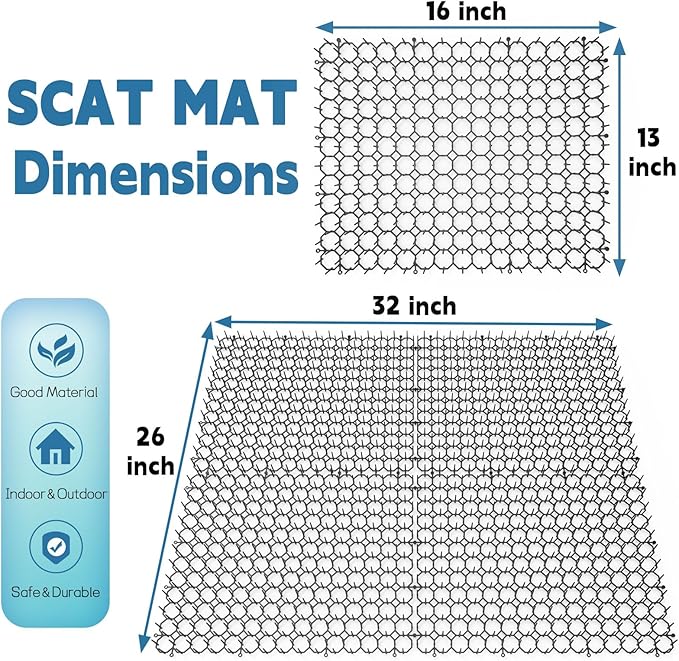 Hmyomina 16 x 13 Inch Cat Scat Mat with Spikes Outdoor/Indoor, Cat Deterrent Mat(12 Pack)