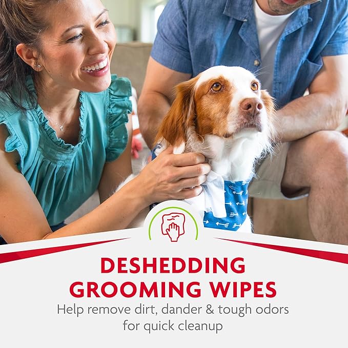 Furminator DeShedding Grooming Wipes for Dogs Refresh and Deodorize Coat Without Bathing, 100 Count