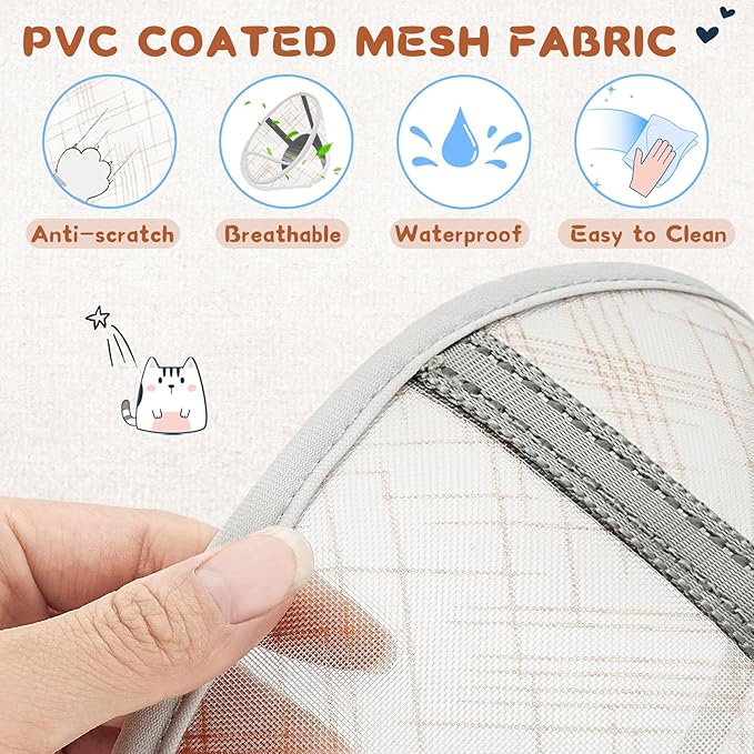Supet Cat Cone Collar Soft, Air Mesh Recovery Collar to Stop Licking, Breathable Neck Cone Alternative, Lightweight Cat Head Cone Anti Scratch (Orange,L)
