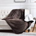 Waterproof Blanket for Bed Couch Sofa, Soft Liquid Pee Proof Pet Blanket for Dog Puppy Cat, Reversible Sherpa Fleece Furniture Protector (Brown, 50x60 inches)