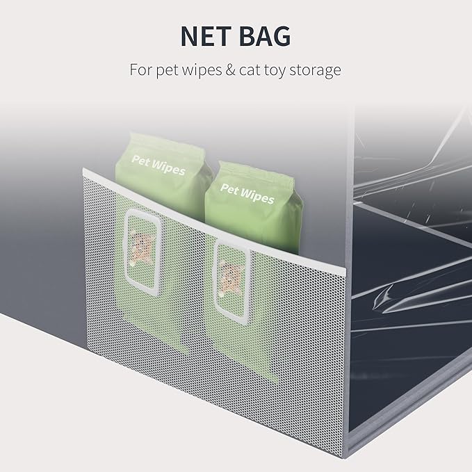 Aokeyee Cat Litter Box Enclosure Splash Guard, Extra Large 27"x22"x17" Foldable Waterproof Shield with Removable PVC Mat, Easy Clean Pet Litter Box Cover with 2 Hooks