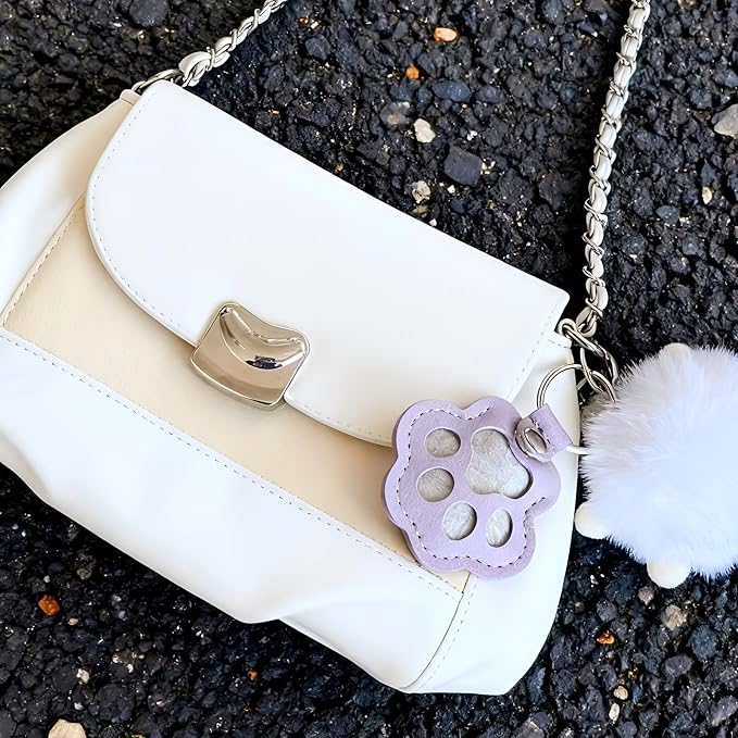 6 Packs Pet Hair Leather Keychain, Dog Cat Fur Storage Paw Keyring, Memorial Keepsake, Collar Bag Purse Key Charms