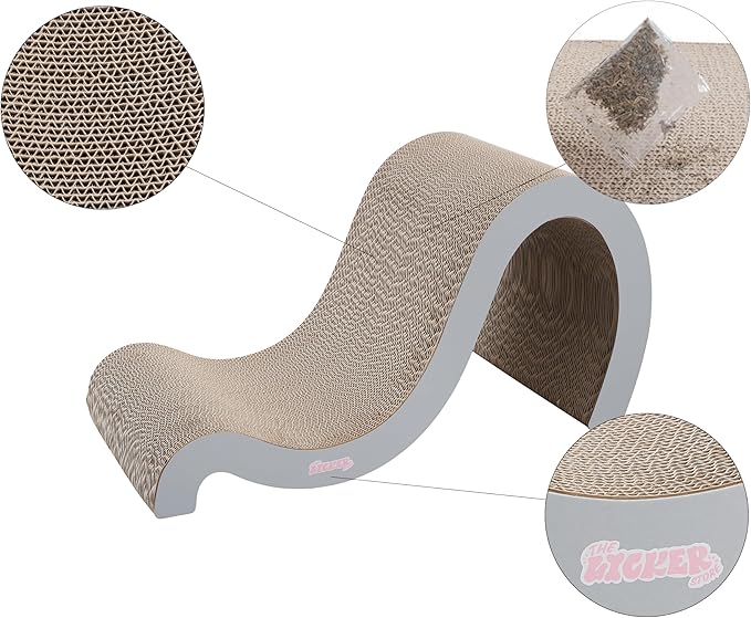 CSR1013E Kona 27" Modern Cardboard Double-Sided Wave Cat Scratcher with Catnip, Fog