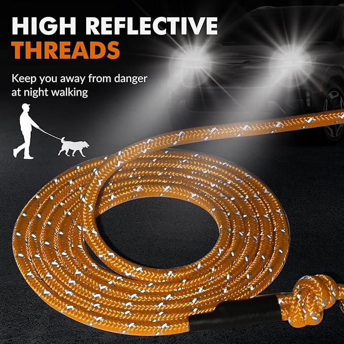 30FT Reflective Cat Leash,Escape Proof Long Training Lead for Cats Kittens & Small Pets,Durable Outdoor Walking Leash with Waste Bag Dispenser(Orange)