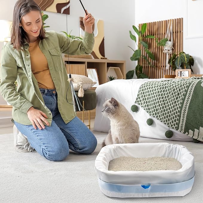 25 Count Cat Litter Liners Large 37x19" Jumbo Drawstring Litter Bags Extra-Thick Cat Litter Box Liners Heavy Duty Kitty Pan Liners for Easy Cleanup