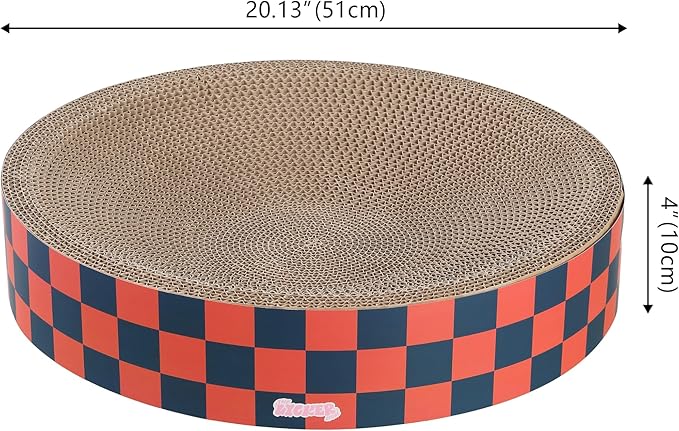 CSR1010D Nelson 20.13" Modern Cardboard Round Bowl Cat Scratcher with Catnip, Berry Cherry