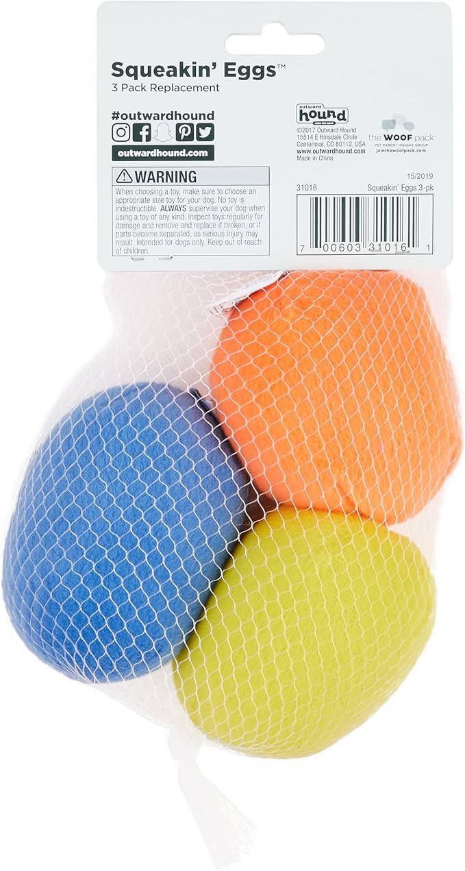 Outward Hound Squeakin' Eggs Plush Replacement Dog Toys - 3 Pack