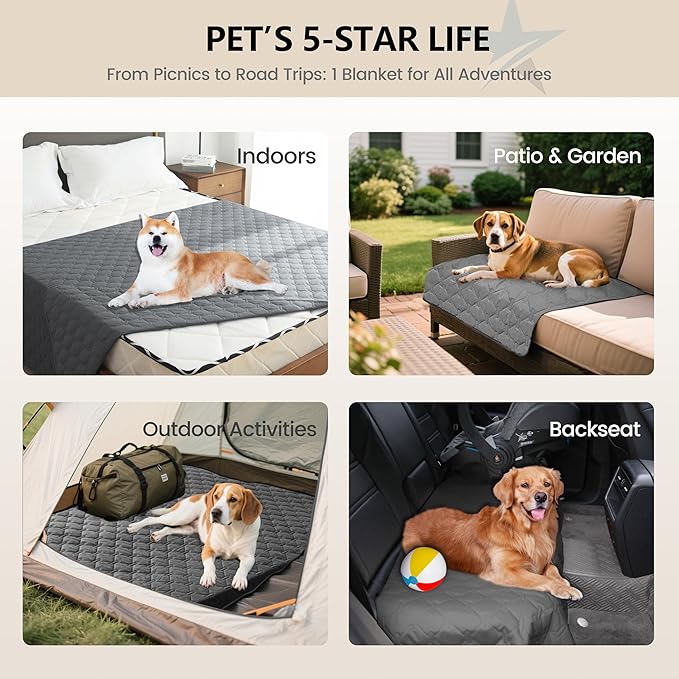 gogobunny 3X Stronger Waterproof Pet Blanket, Scratch Proof Furniture Protector for Dogs Cats, Reversible Cover 52x82 Inch, Dark Grey