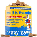 Happy Paws 10-in-1 Dog Multivitamin, Supplements for Dogs for Daily Nutritional & Immune Support, Suitable for All Breeds & Ages with Coconut Oil, Vitamin D3 and Biotin, Vegan Lamb Flavor, (100 Chews)