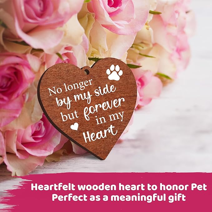 Pet Memorial 4x6 Picture Frame Wooden Rotating Walnut, Cat Remembrance Gifts, Pet Dogs Hair Keepsake Fur Jar Rainbow Bridge No Longer By My Side Heart Tag, In Loving Sympathy Animal Loss Gift PR-3W