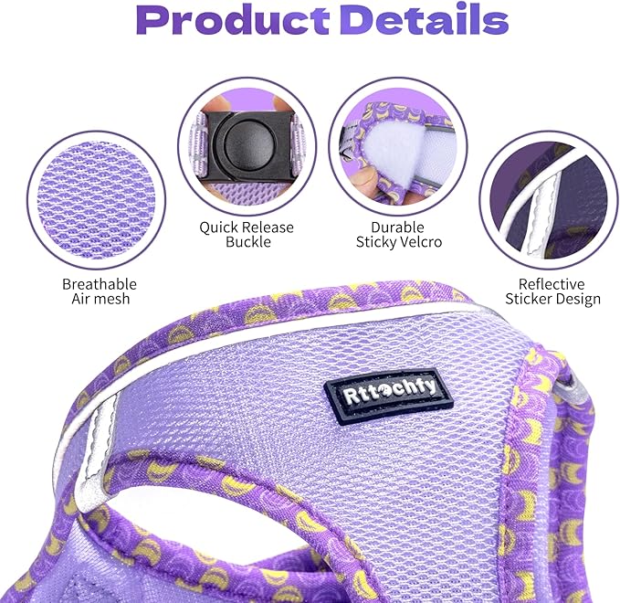 Rttochfy Cat Harness and Leash Set, Escape Proof Kitten Harness, Soft and Breathable Vest with Reflective Strip, Easy to Wear for Cats Walking and Traveling (Green, S)