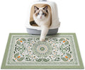 Unicorn Catcher Cat Litter Mat 24" x 15" Non-Slip Litter Box Mat Washable Litter Catcher Mat for Litter Box Indoor Food Mat Supplies Essentials, Green Mandala