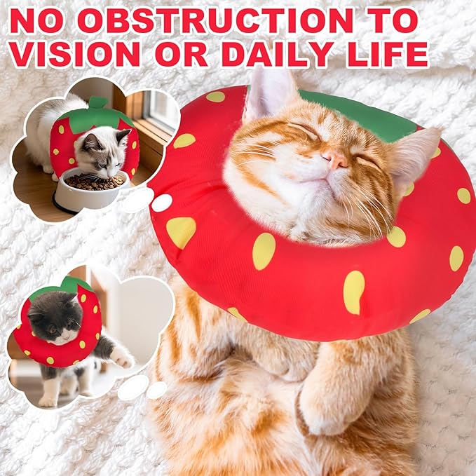 BINGPET Cat Cone Collars Soft,Cat Recovery E Collars After Surgery to Stop Licking,Waterproof Adjustable Elizabeth Neck Cones Cute Pet Donut Pillow for Cats Kitten Puppy Wound Healing After Surgery,S