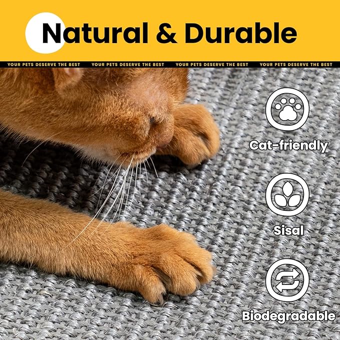 Conlun Cat Scratcher Mat,Natural Sisal Cat Scratch Pad,Horizontal Floor Cat Scratching Pads Rug for Indoor Cats Grinding Claws Nails,Cat Furniture Protector for Couch & Carpets & Sofas