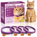 Calming Collars for Cats, 4 Packs Adjustable Calming Cat Collar with Pheromone Scent, with Yellow Gold Pendants, 120 Days Calm Relief for Anxious Cats, 15 Inch, Purple