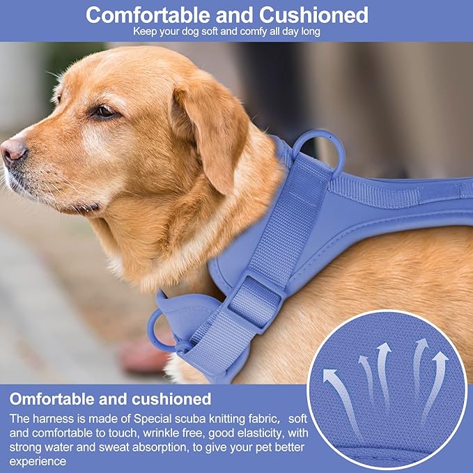 Wisedog No Pull Lightweight Dog Vest Harness with Soft and Comfortable Cushion, Breathable Mesh, for Small Medium Large Dogs Walking (S(Neck: 9.84"-14.17";Chest: 14.17"-22.05"), Blue)