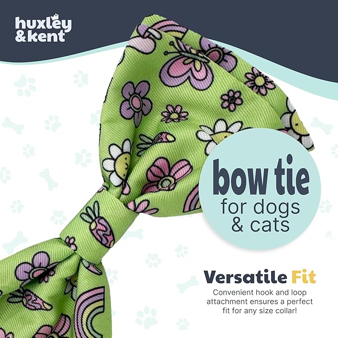Huxley & Kent Pet Bow Tie for Dogs & Cats - Spring Theme Adjustable Hook & Loop Collar Accessory - Cute & Comfortable for Holidays & Celebrations - Everything Spring, Large