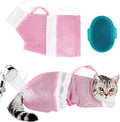 Cat Bathing Bag Adjustable Cat Grooming Net Bag Anti-bite & Anti-Scratch Cat Bath Washing Restraint Bag, Breathable Mesh Cat Grooming Bag for Shower, Nail Trimming, Injection