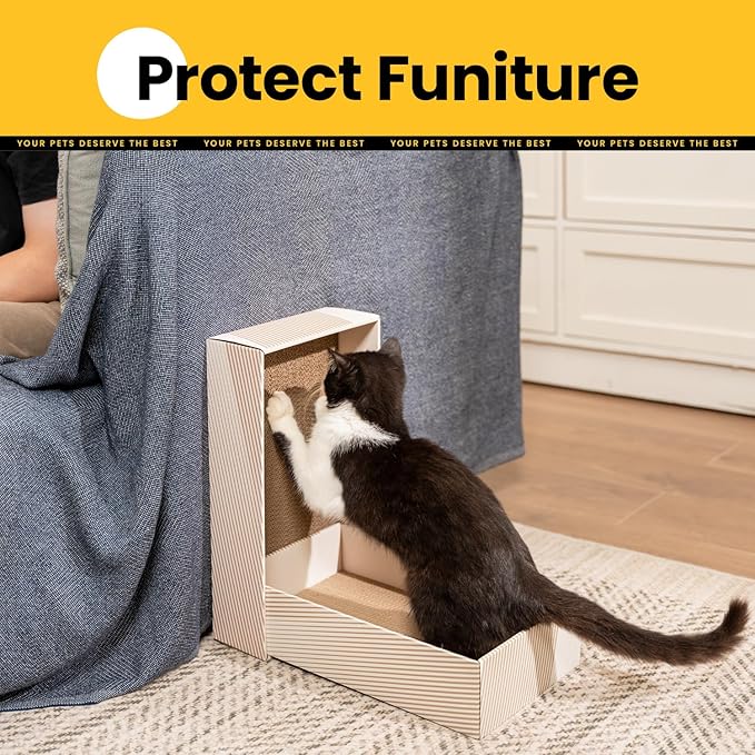 Conlun Cat Scratcher Box with 4 Scratching Pads&2 Separate Cardboard Boxes,2-in-1 Cardboard Cat Scratch for Multiple Kitten Interactive Play,Birthdays Holiday Toys Gift,Gradient-Ball Toy